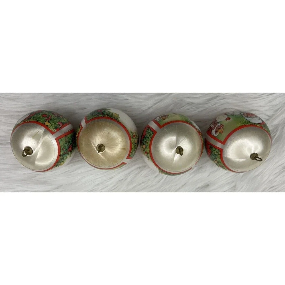 Lot Of 4 Vintage Silky Satin Santa Claus Christmas‎ Ornaments ~Dated 1982